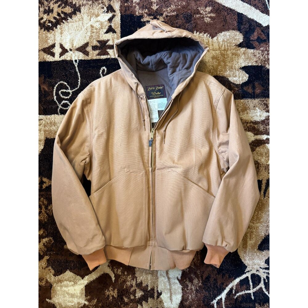 Vintage Walls Zero Zone Tan Barn Canvas Work Jacket Hooded Large Workwear